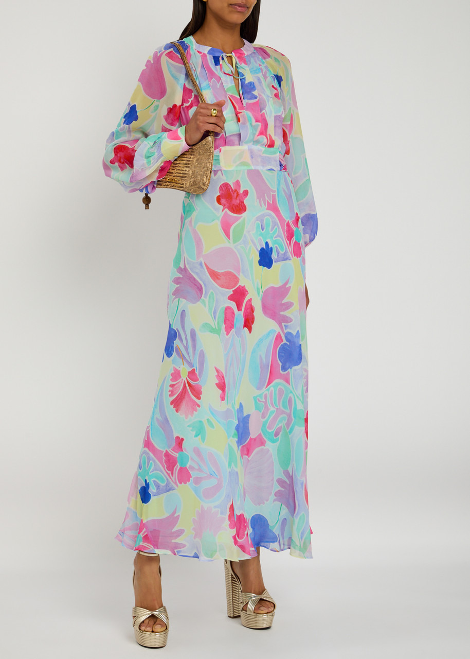 Rixo Aero Printed Chiffon Maxi Dress - 4