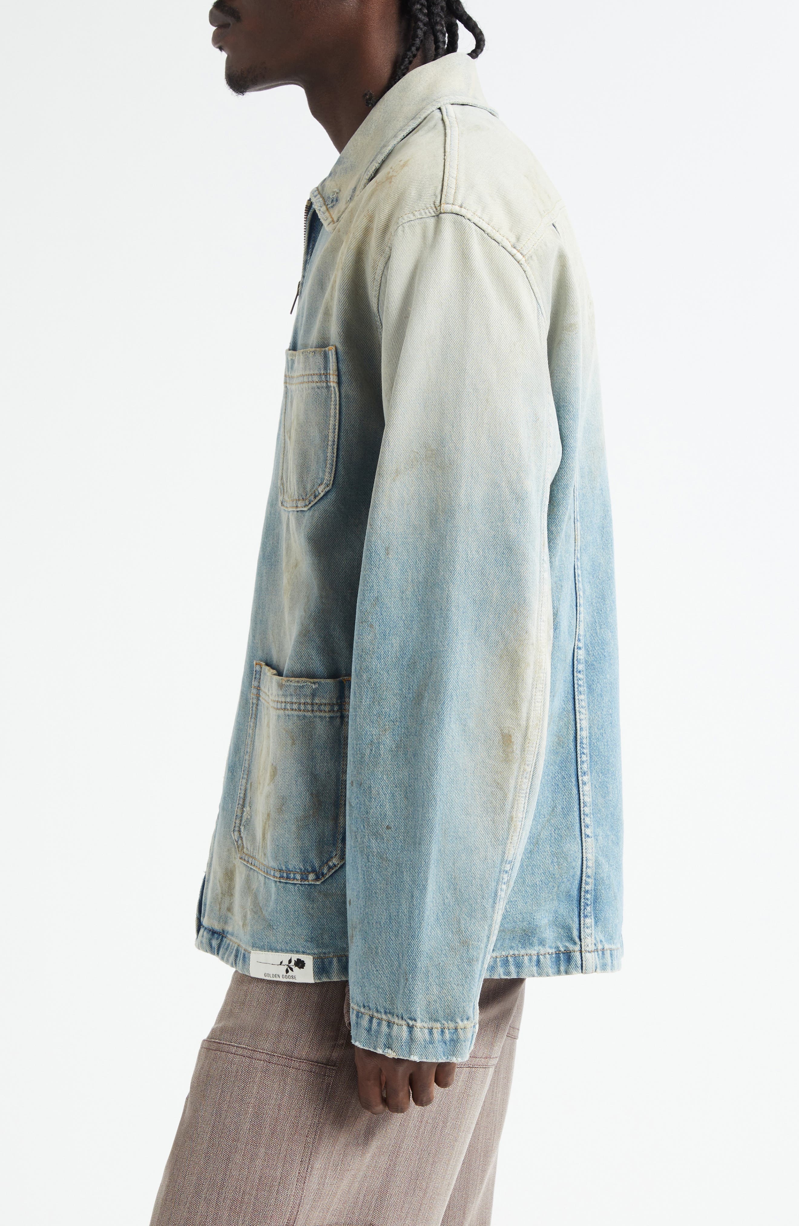 Golden Goose Journey Mackenzie Denim Work Jacket in Light Blue at Nordstrom - 4
