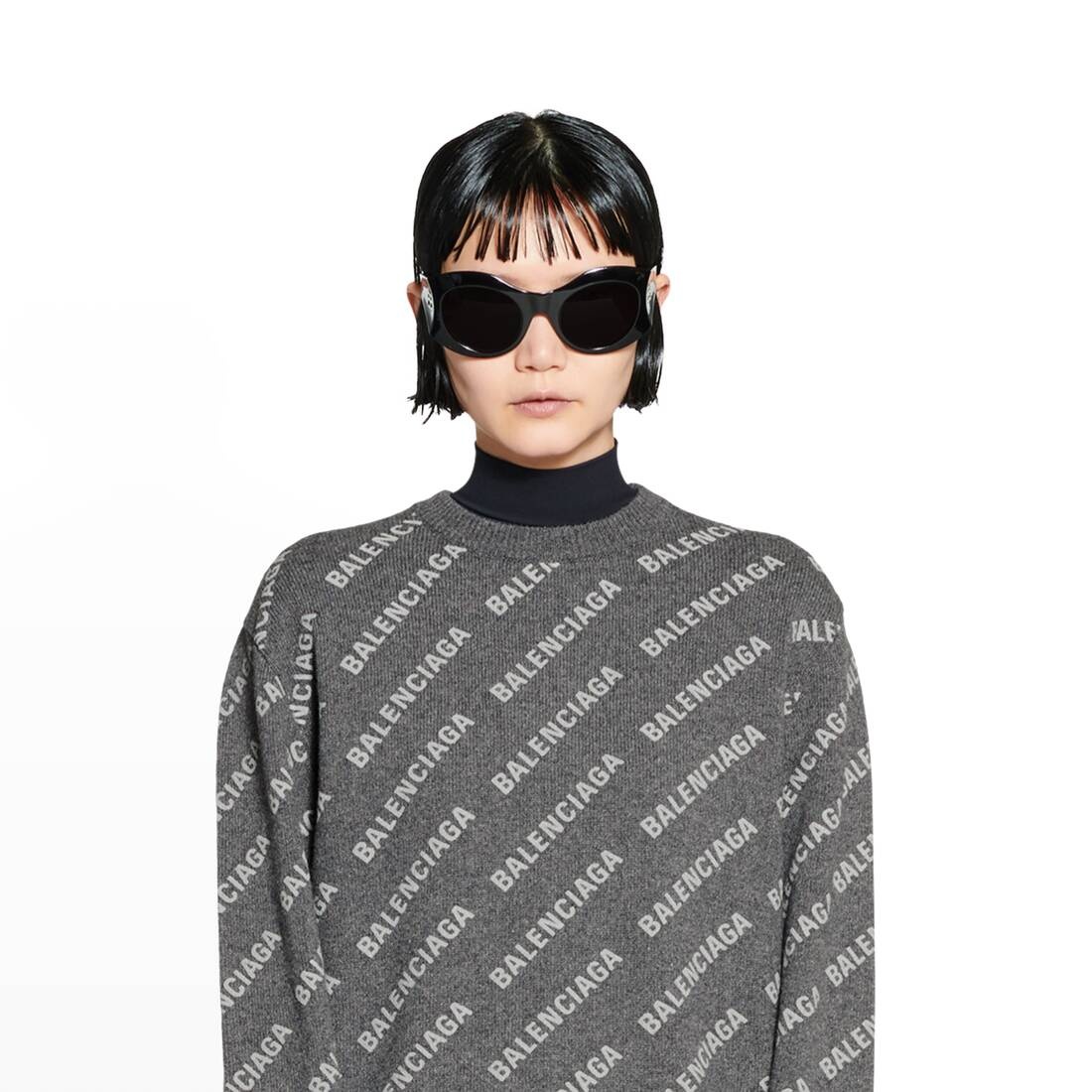 Women's Mini Allover Logo Sweater in Grey - 6