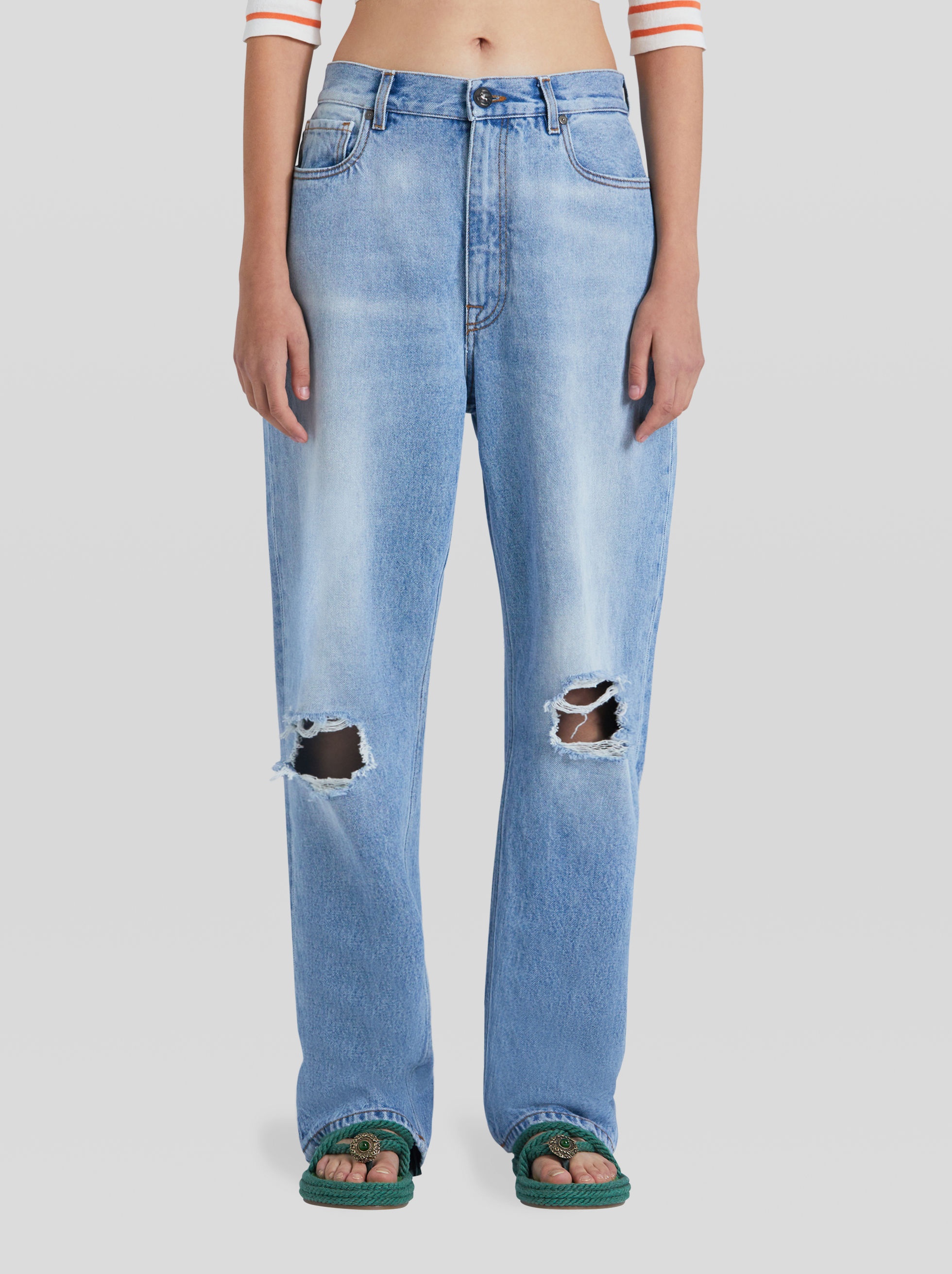 DISTRESSED DETAIL DENIM JEANS - 2