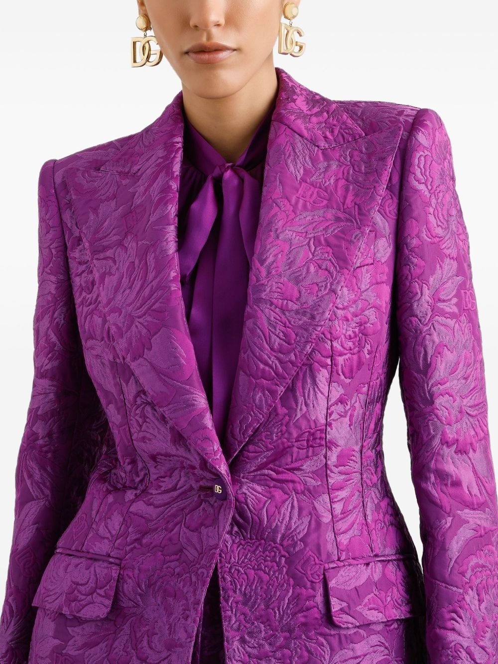 floral-brocade blazer - 3