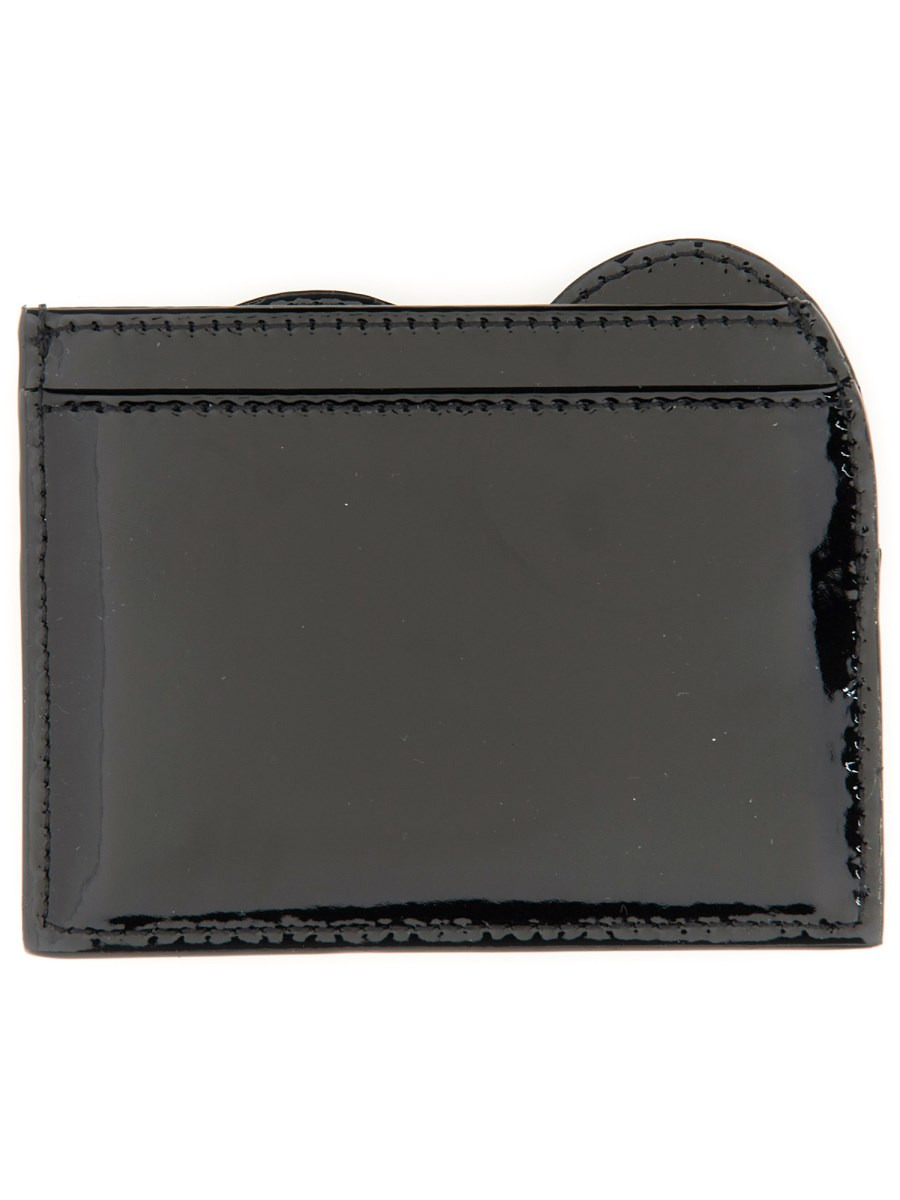 GLOSSY LEATHER HEART ASYMMETRICAL CARD HOLDER - 2