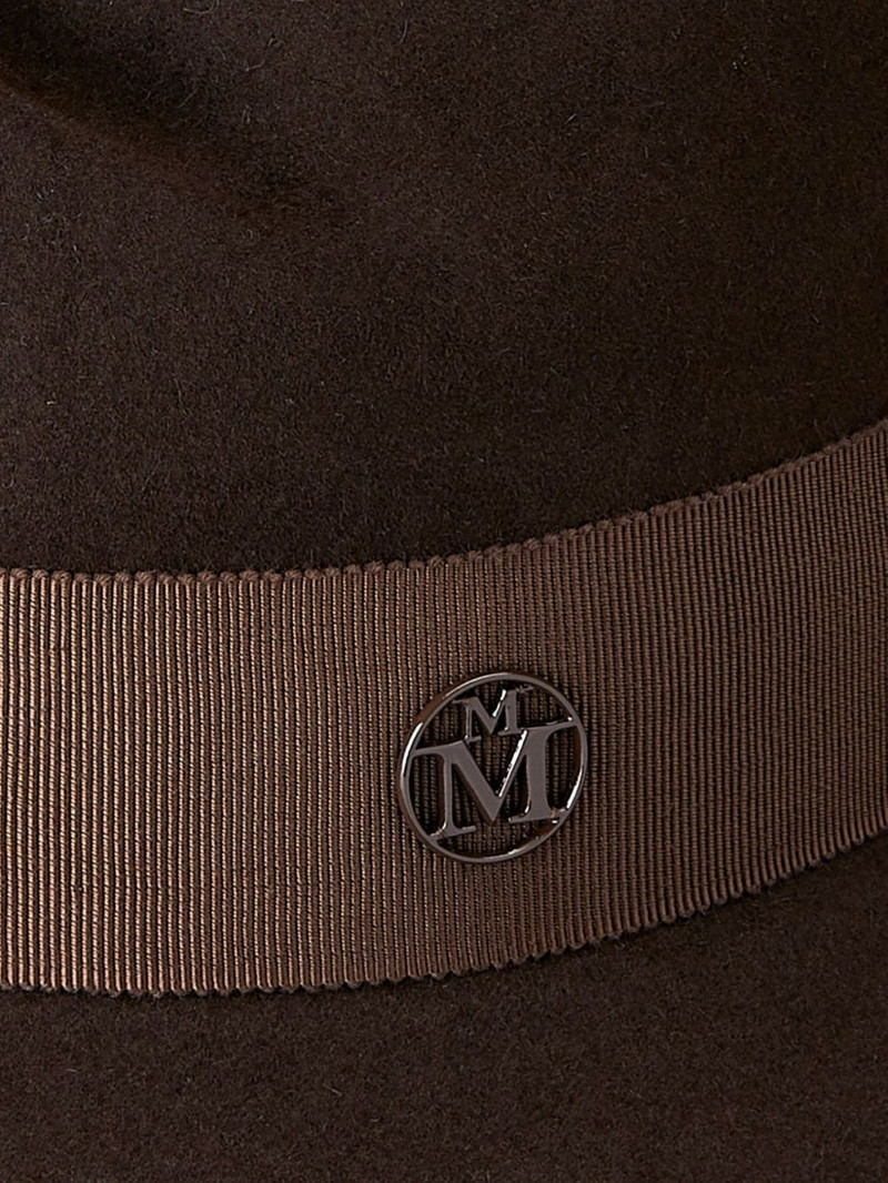 MAISON MICHEL Virginie logo-plaque detail wool fedora outlook