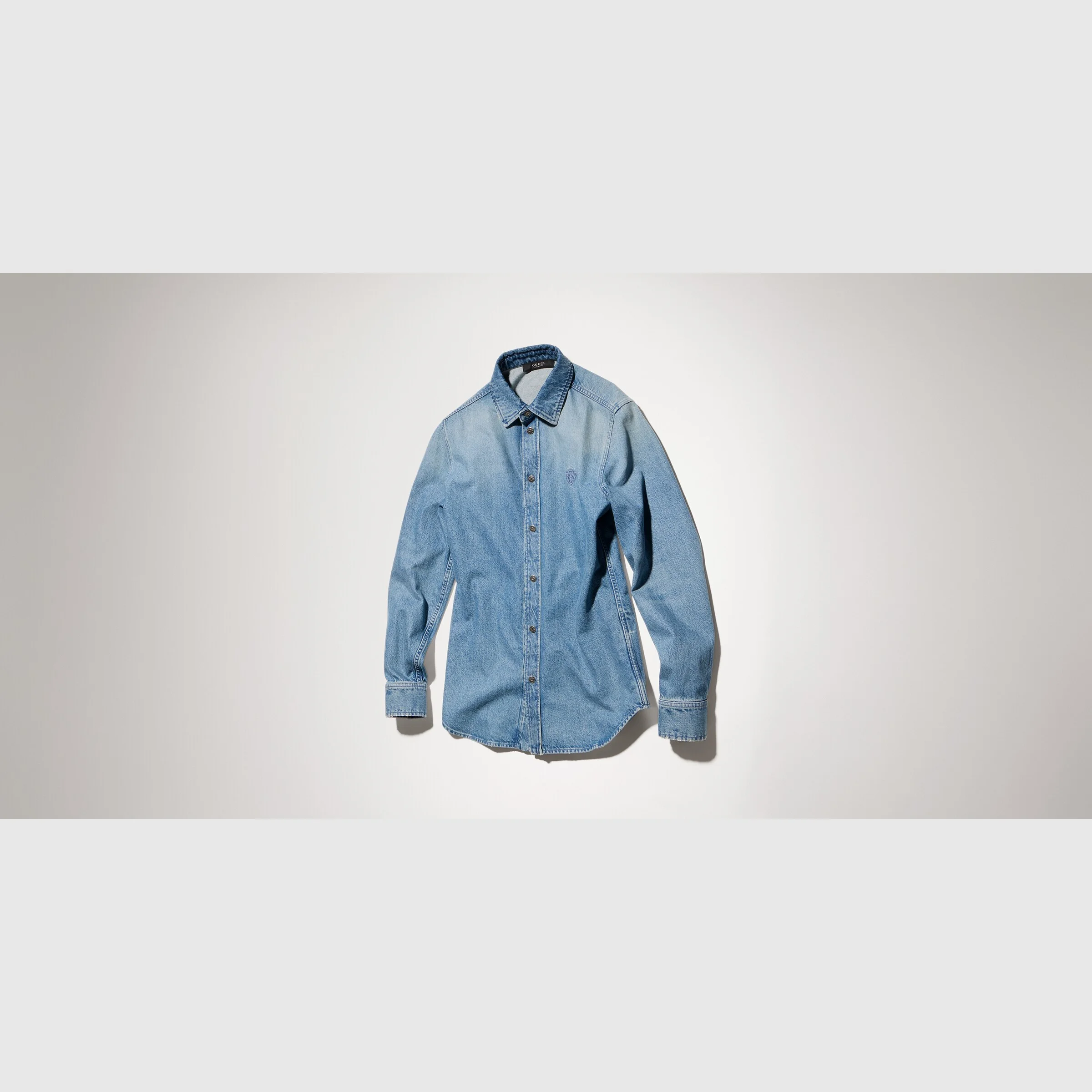 Cotton denim shirt with embroidery - 1