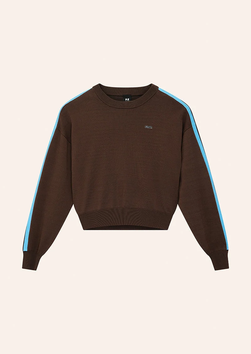 RETREAT KNIT JUMPER IN COFFEE & MARINA BLUE - 1