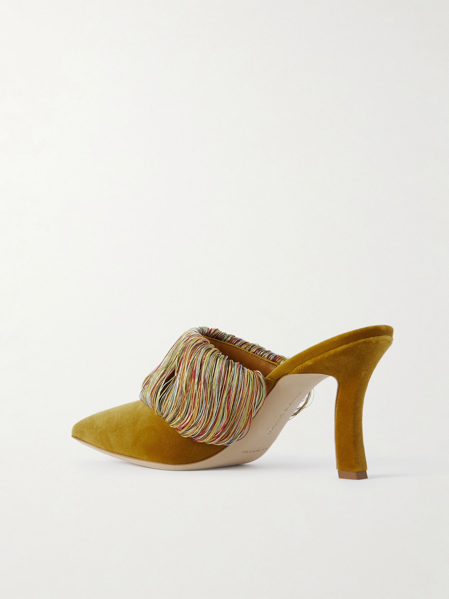 Caldean 90 fringed velvet pumps Yellow - 3