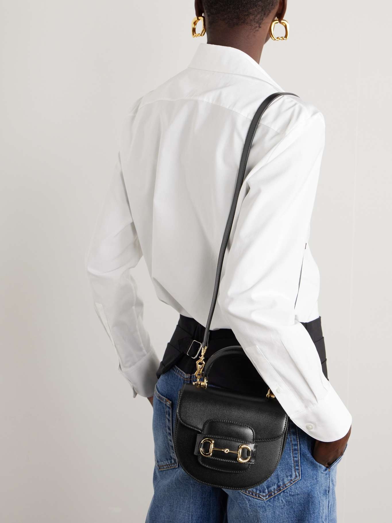 1955 horsebit-embellished textured-leather shoulder bag - 6