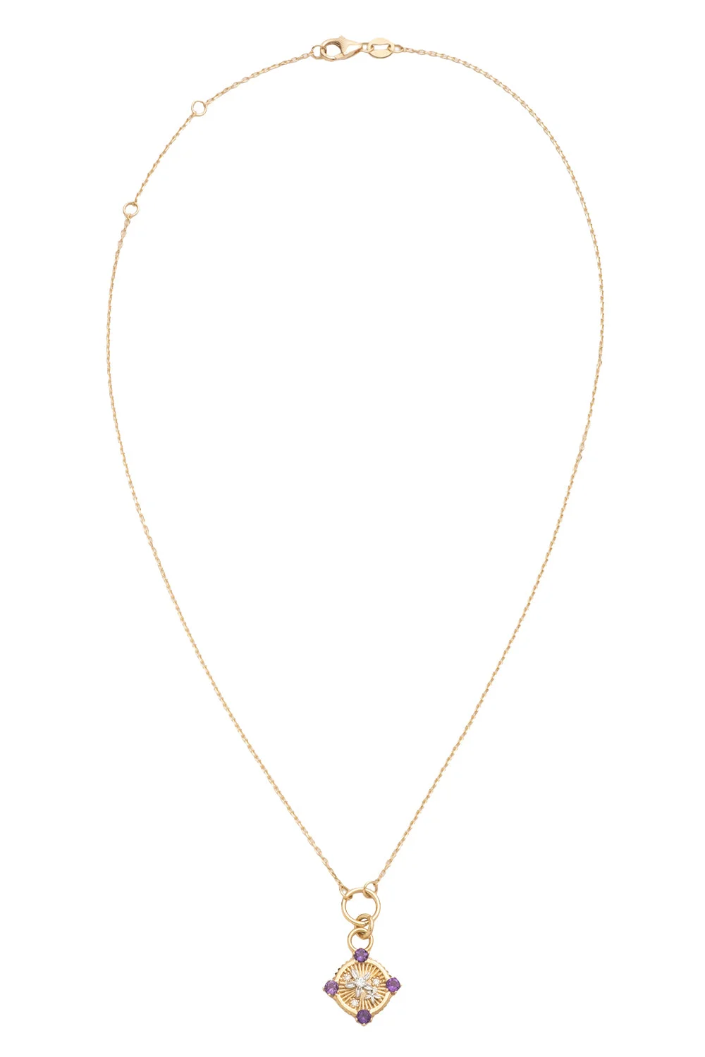 Resilience - Amethyst Diamond Blossoms Belcher Necklace - 1