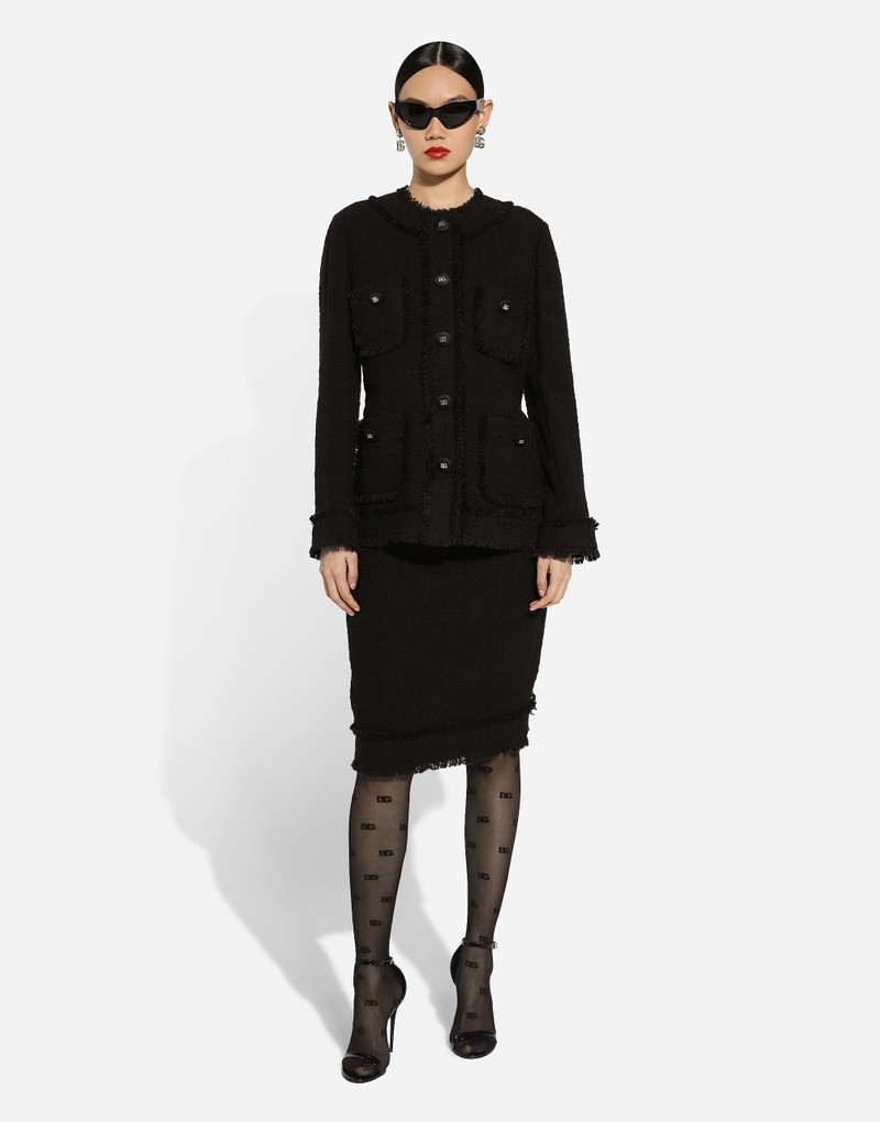Dolce & Gabbana Tweed midi skirt with DG logo outlook