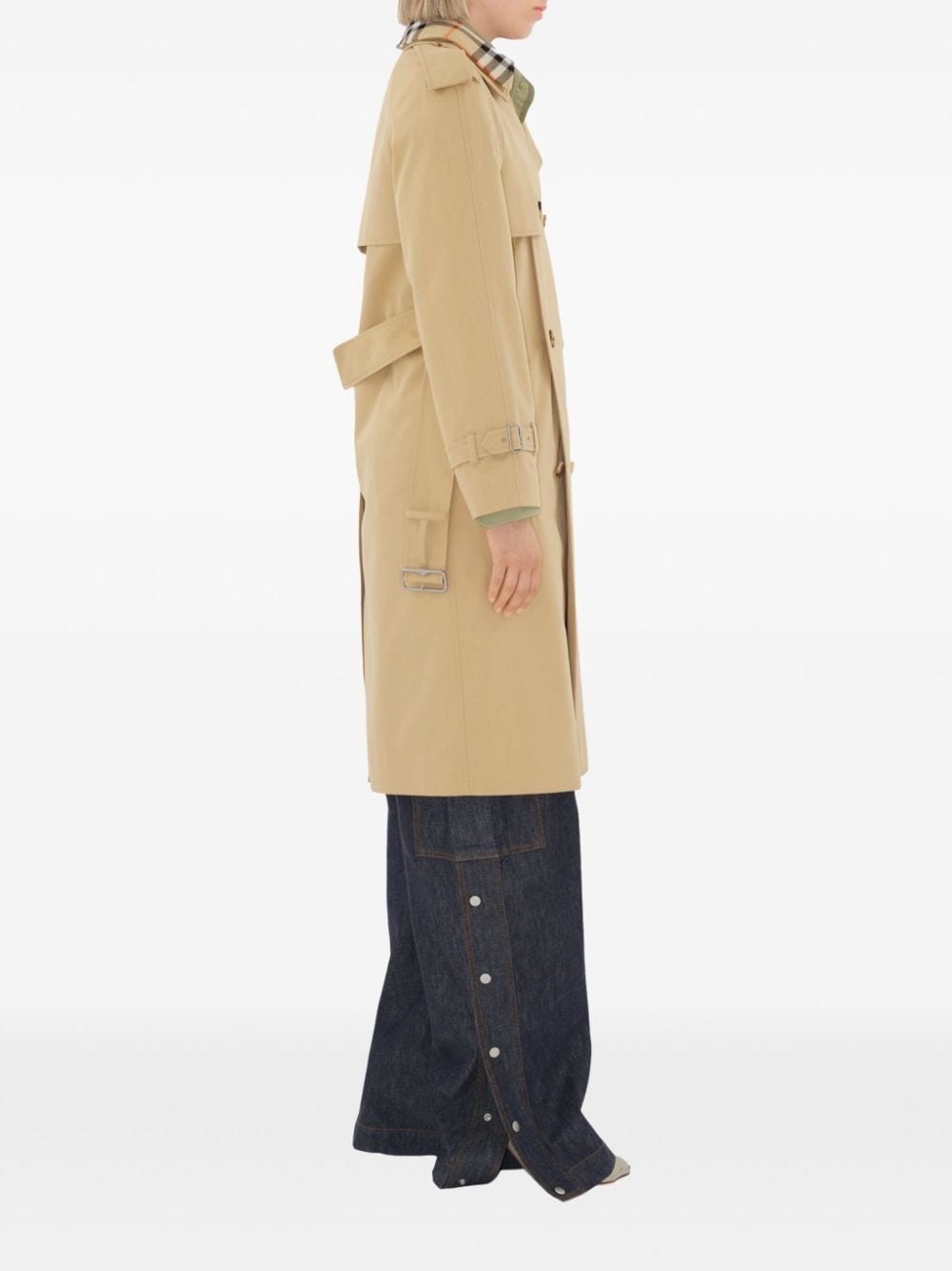 notched-lapel cotton trench coat - 3