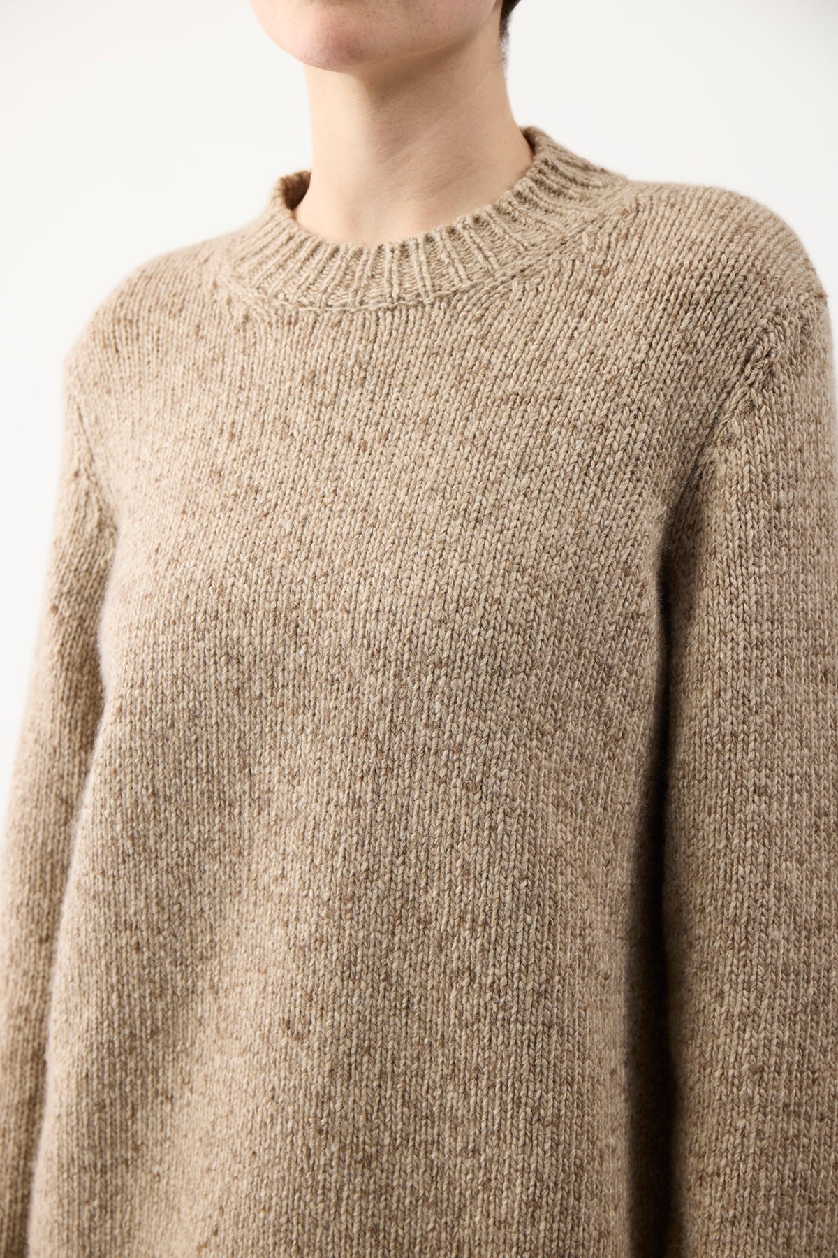 Alfie Crewneck in Oatmeal Aran Cashmere - 5