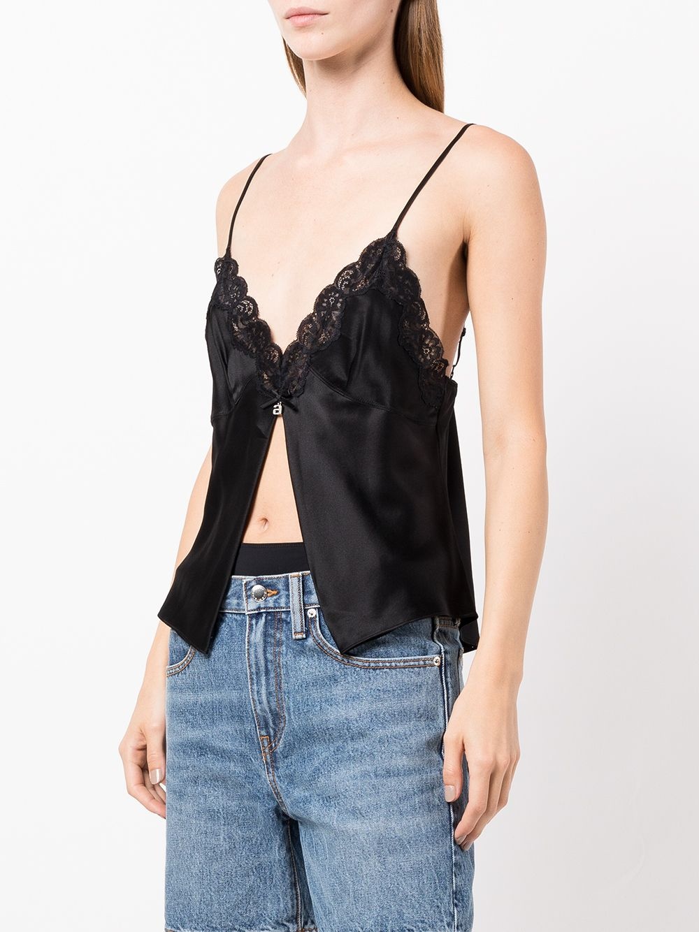 lace-trim silk camisole - 3