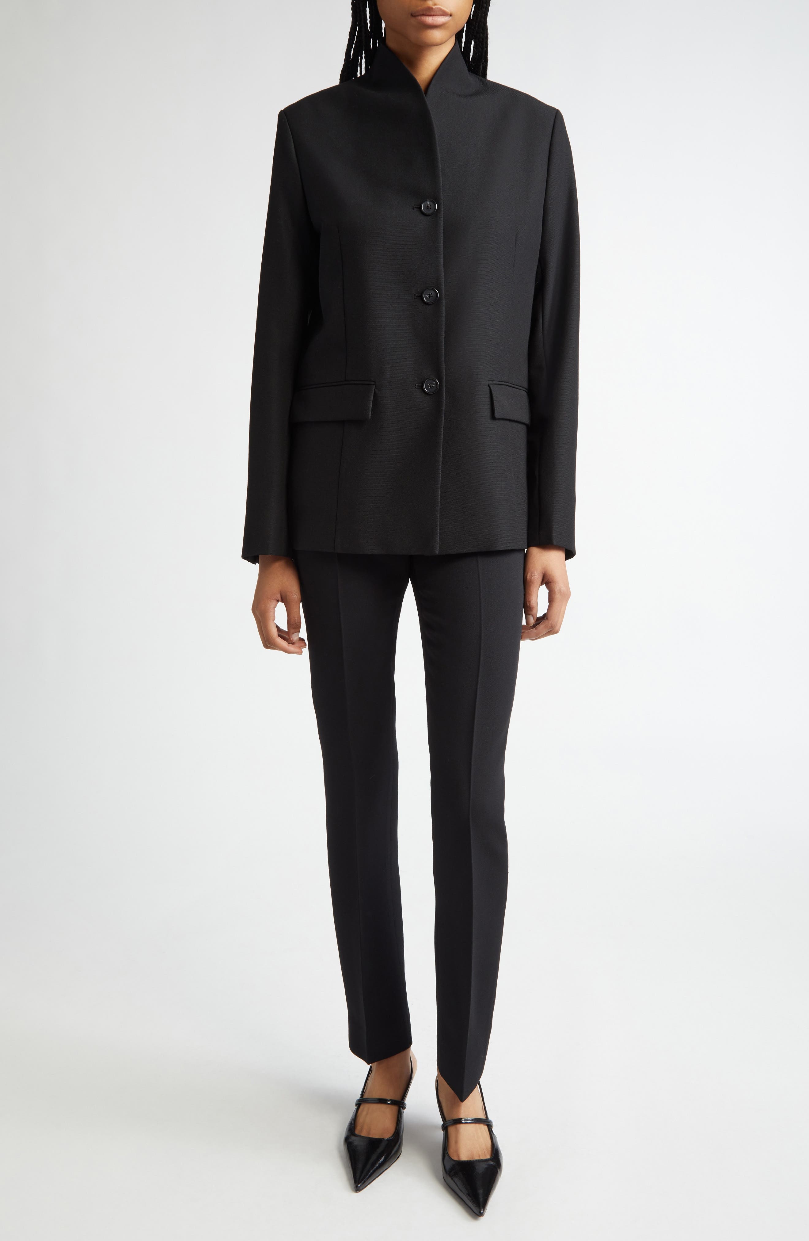 TOTEME Overlay Neck Blazer in Black at Nordstrom - 2