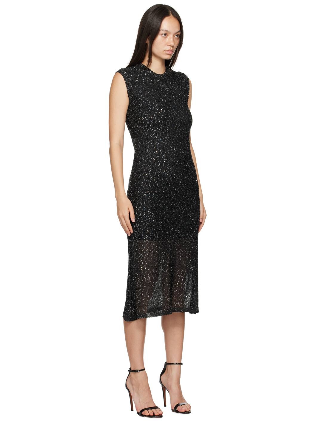 Black Glitter Midi Dress - 2