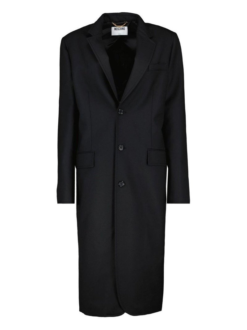 button-fastening satin-back coat 1