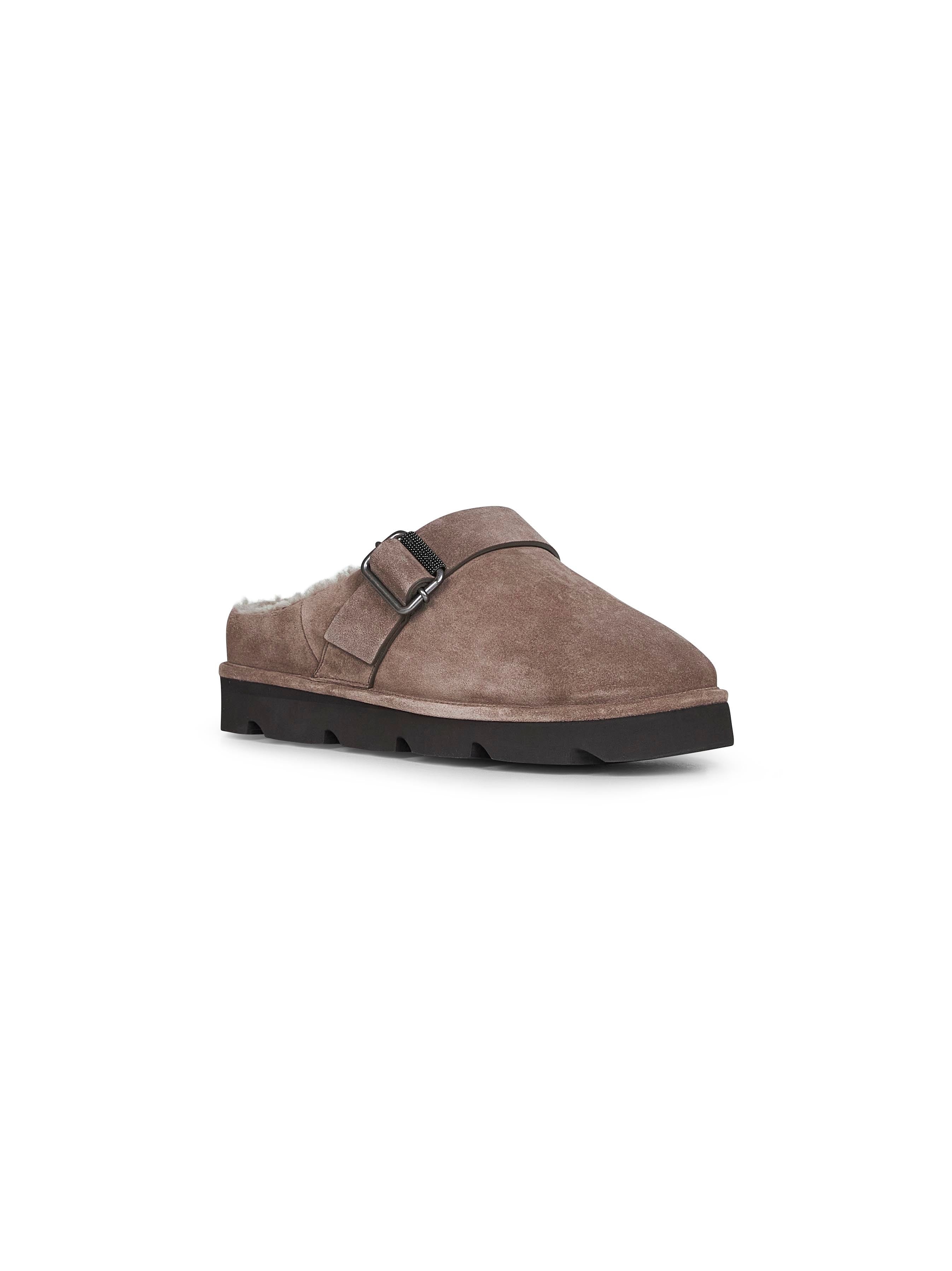 Clay suede slipper with monili - 2