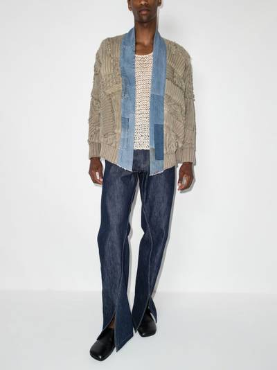 Greg Lauren Fisherman cable-knit cardigan outlook