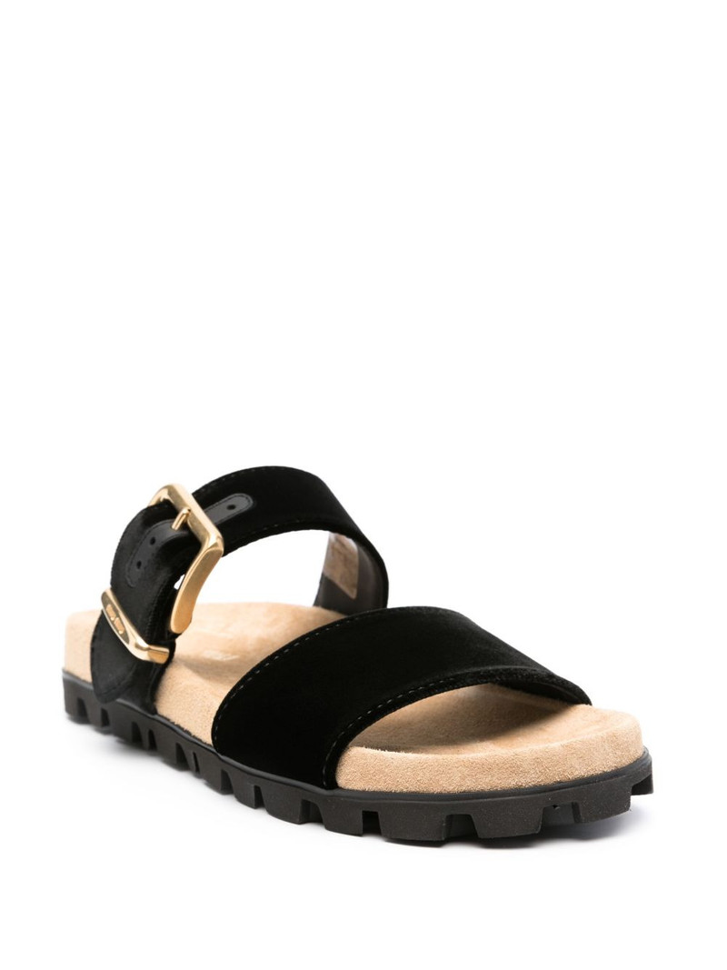 Miu Miu logo-engraved velvet slides outlook