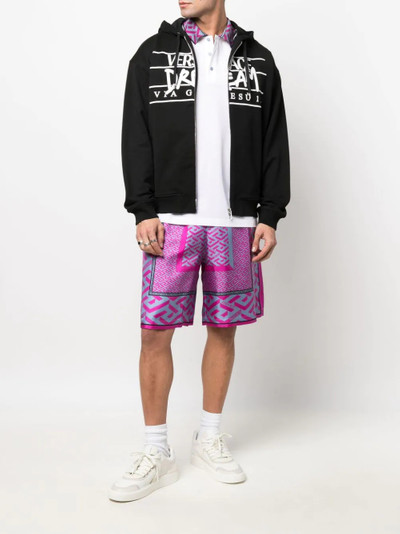 VERSACE slogan logo-print zip-front hoodie outlook