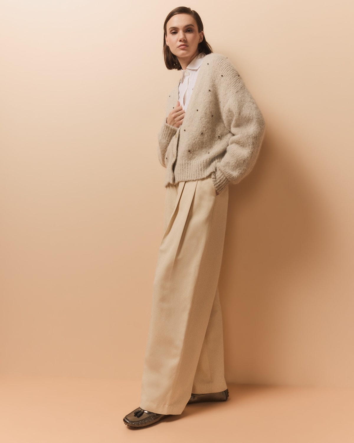 High-Rise Pleated Cotton-Twill Straight-Leg Trousers - 3