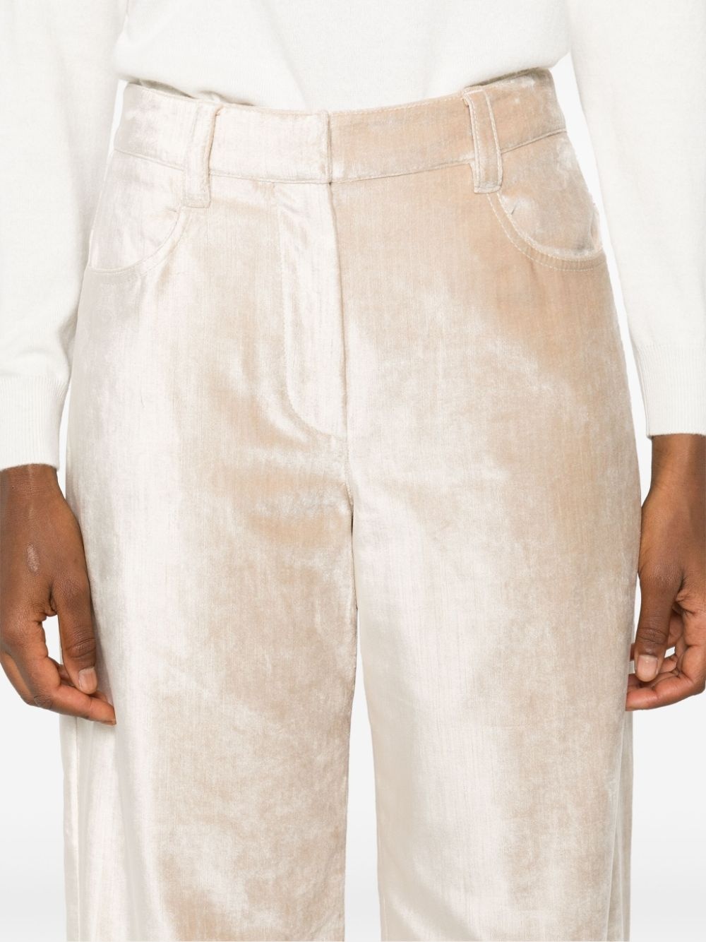 wide-leg velvet trousers - 5