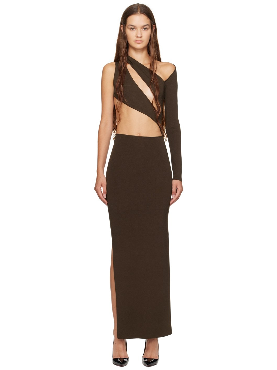 Brown Cutout Maxi Dress - 1