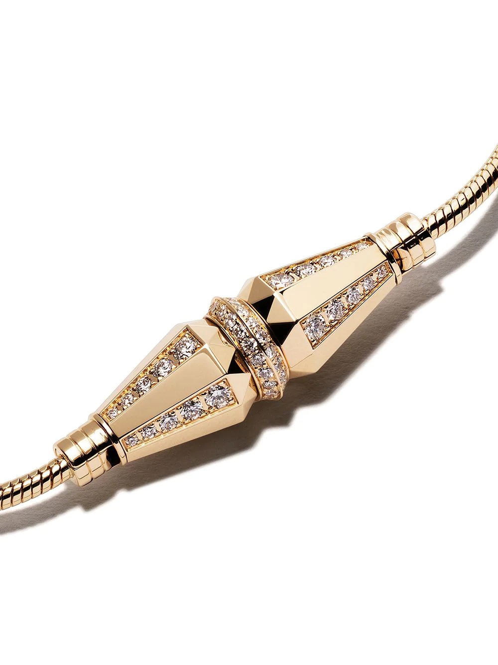 18kt yellow gold Jack de Boucheron single wrap diamond bracelet - 3