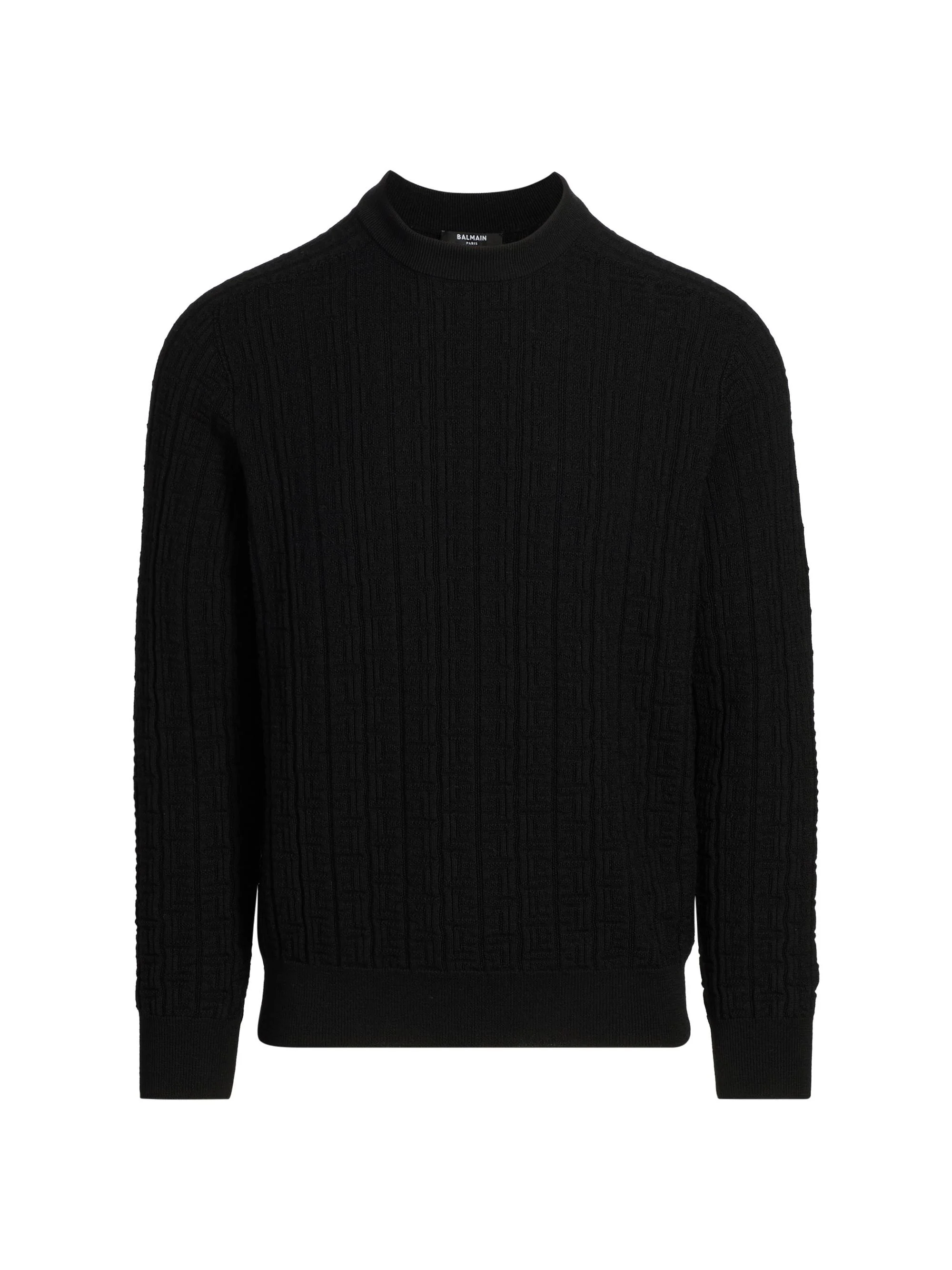 Men's Monogram Jacquard Wool Sweater - Noir - 1