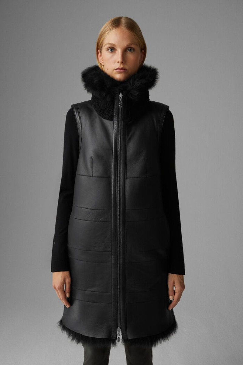 Lima Reversible lambskin waistcoat in Black 2