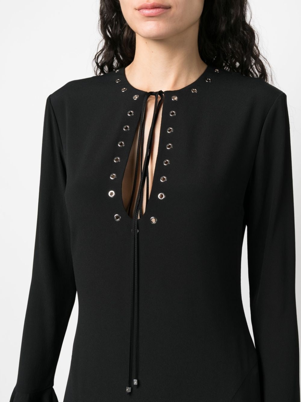 eyelet-detail asymmetric dress - 5