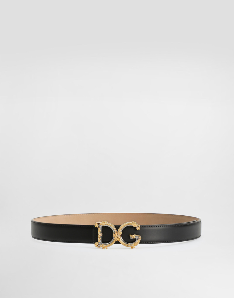 Calfskin belt with logo 1
