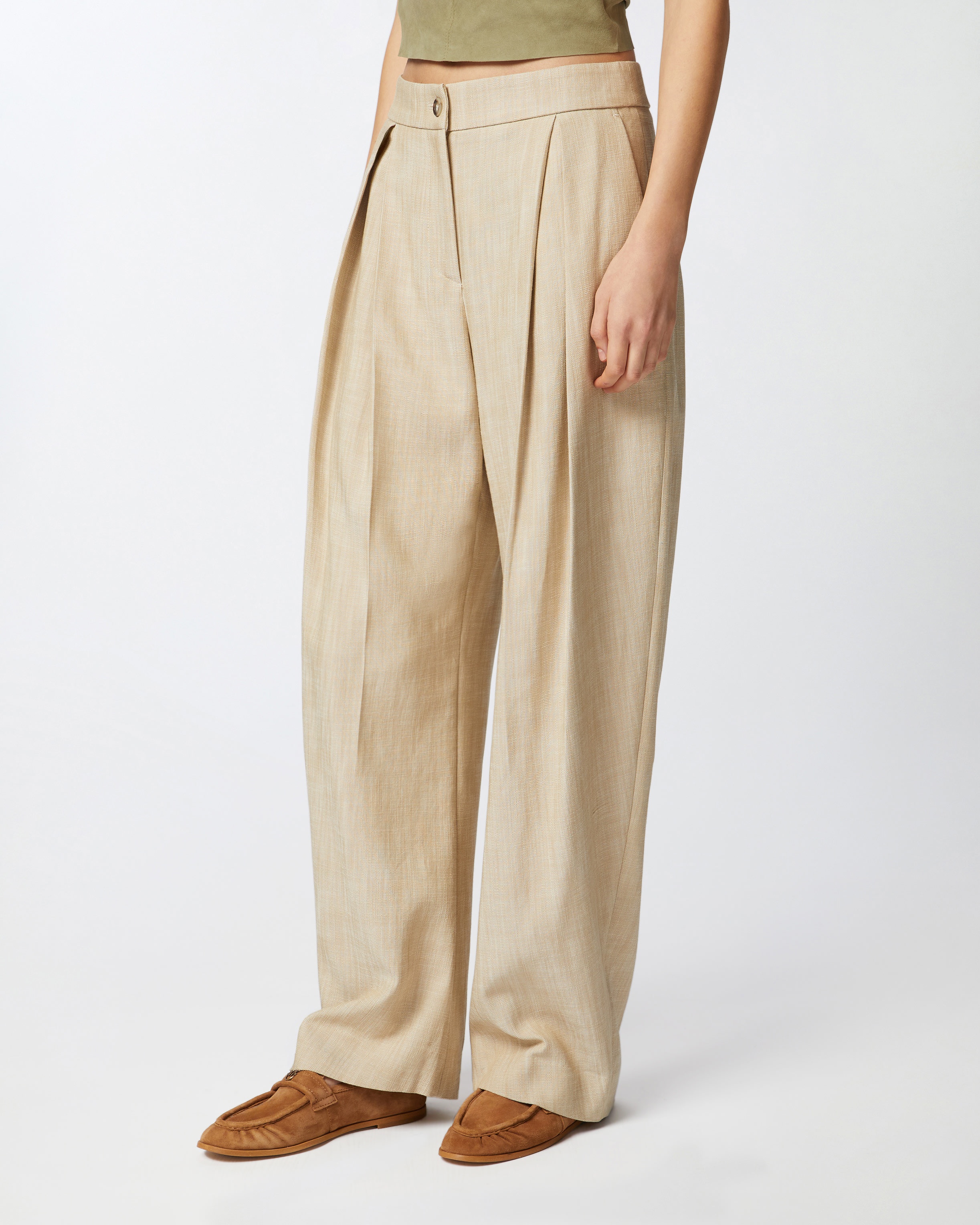 WIDE TROUSERS WITH CANVAS PLEATS - 3
