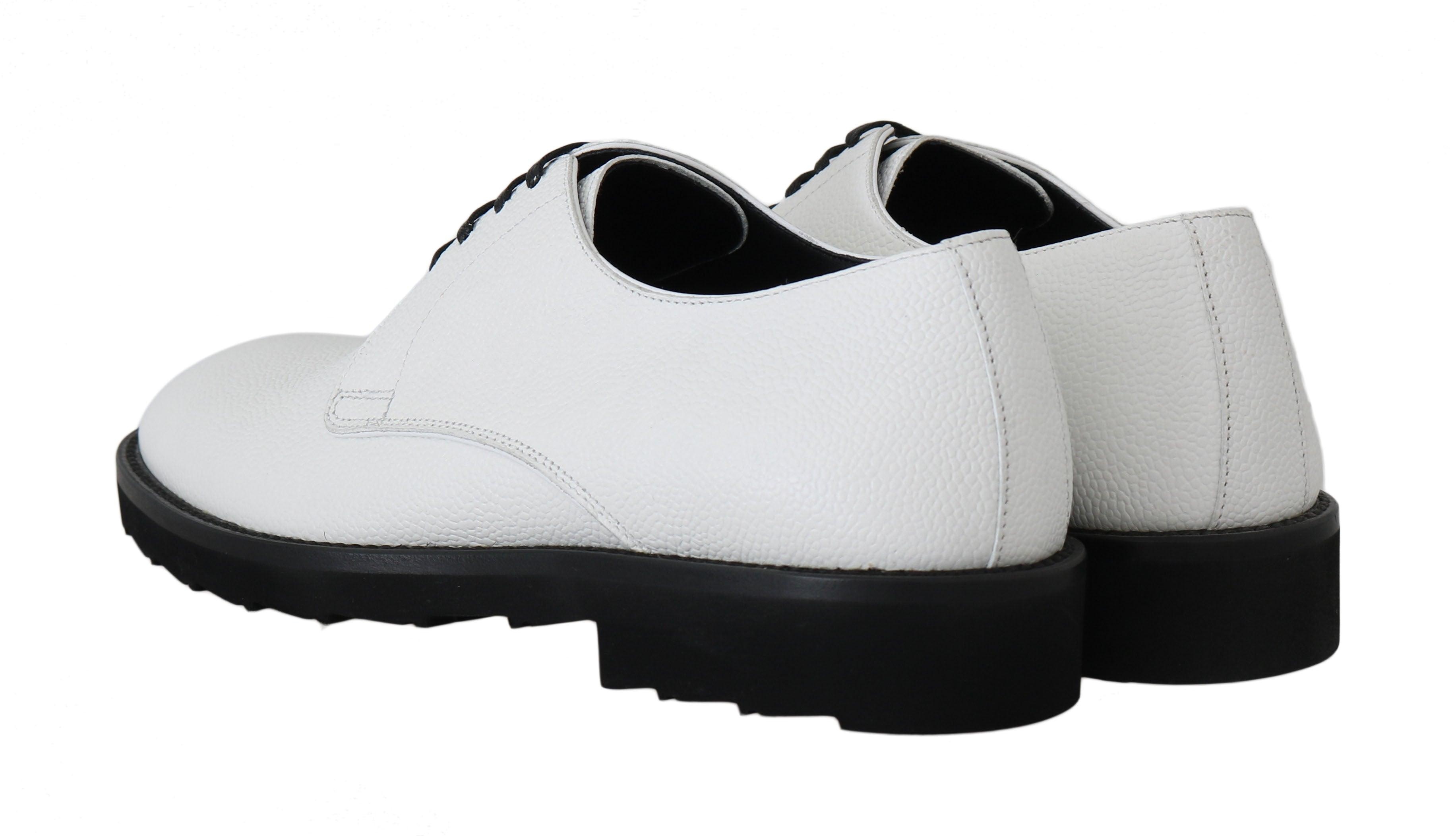 Dolce & Gabbana White Leather Derby Dress Formal Shoes - 5