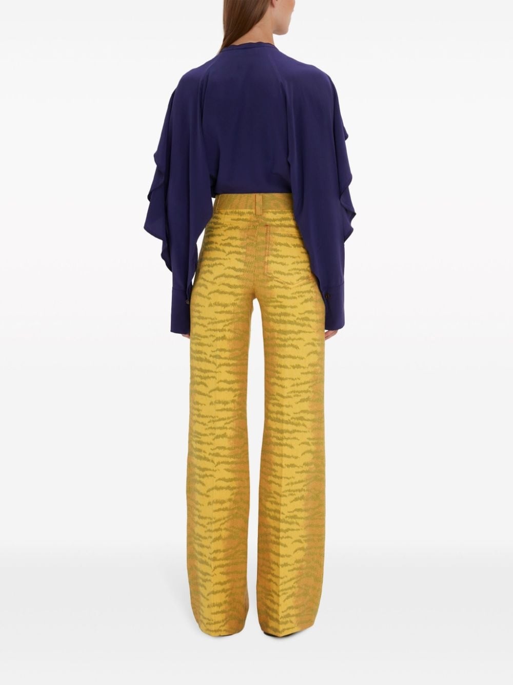 V-neck ruffled silk blouse - 4