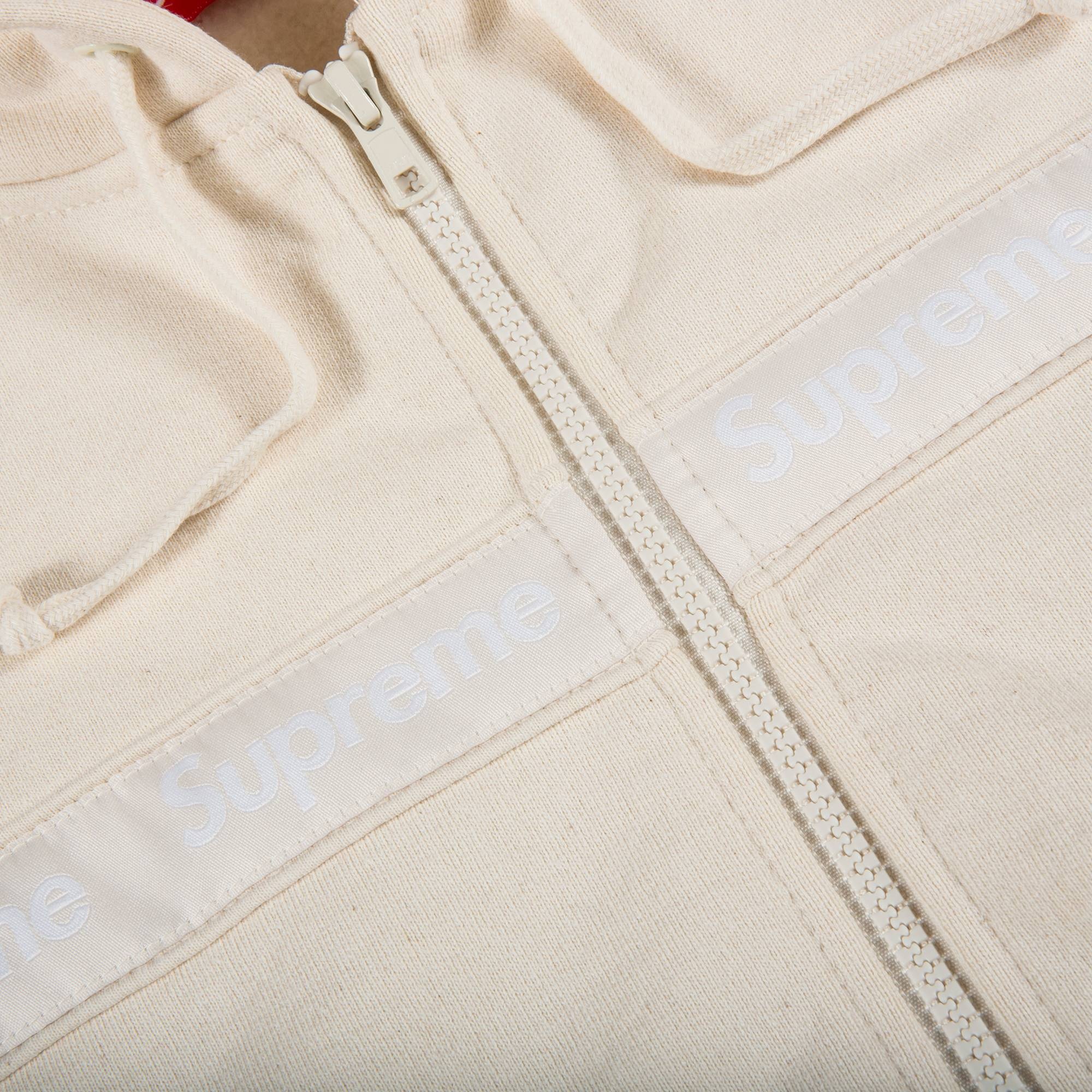 Supreme Text Stripe Zip Up Hooded Sweatshirt 'Natural' - 2