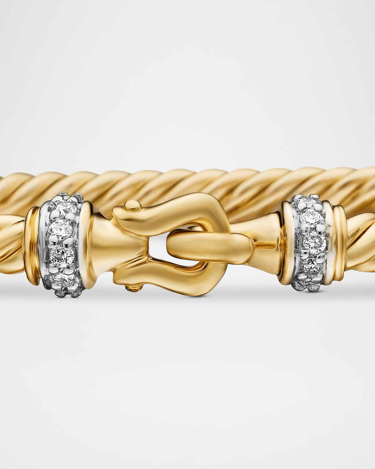 Cable Buckle Bracelet with Diamonds and 18K Gold, 2.6mm - 5