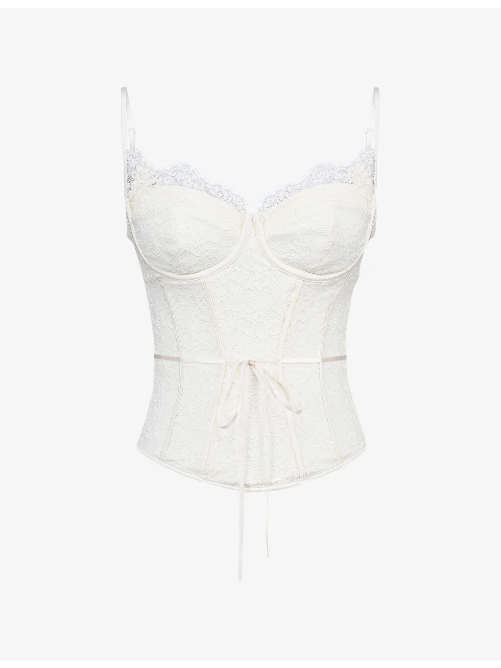Audrina Ribbon-Tie Stretch-Lace Corset Top - 1