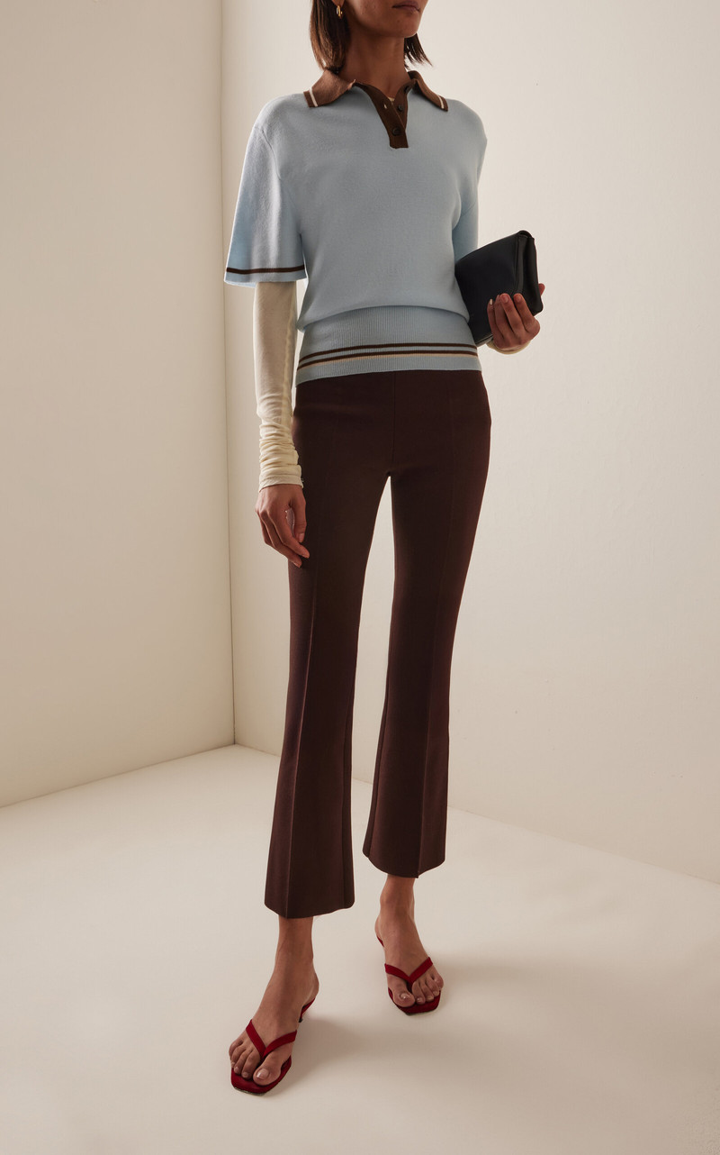 AMIYA Legacy Cotton-Blend Kick-Flare Pants brown outlook