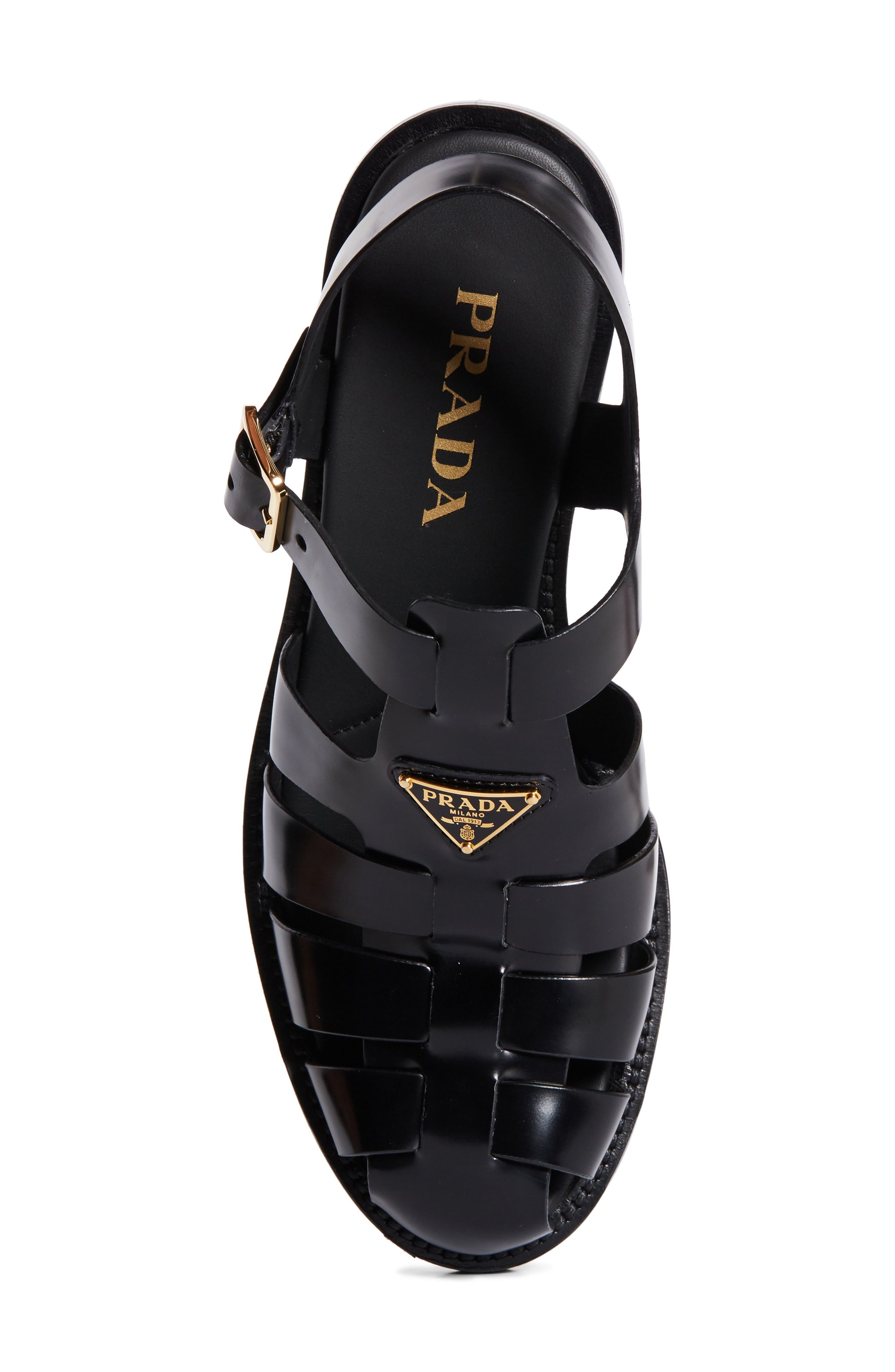 Prada Logo Fisherman Sandal in Nero at Nordstrom - 5