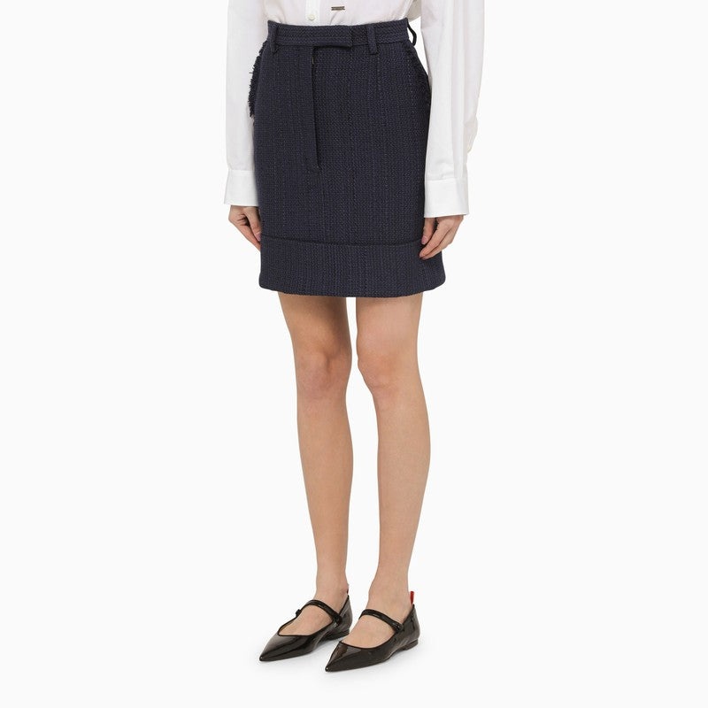 Thom Browne Navy Blue Cotton-Blend Skirt Women - 3