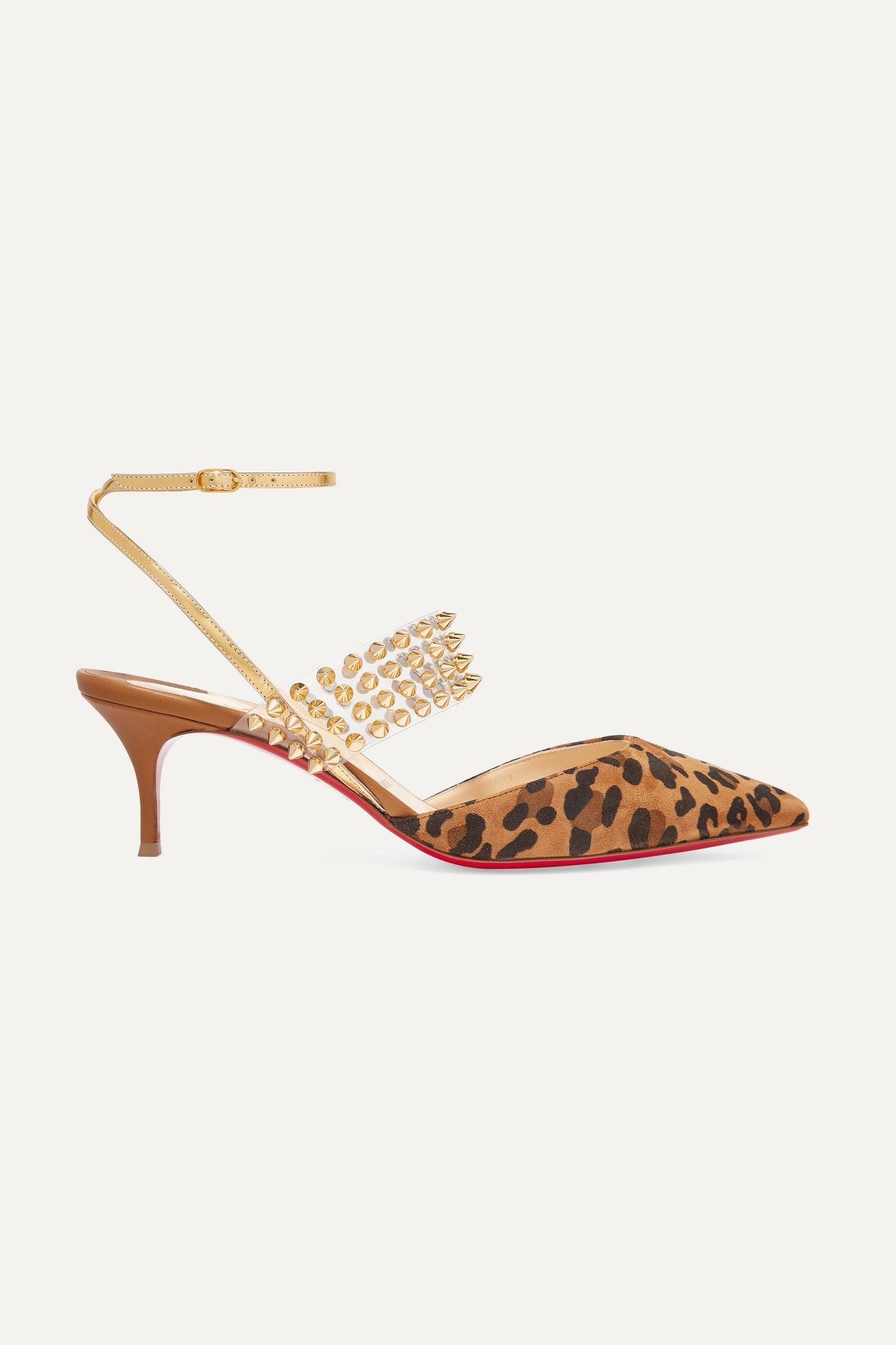 Levita 55 spiked PVC, mirrored-leather and leopard-print suede pumps - 1