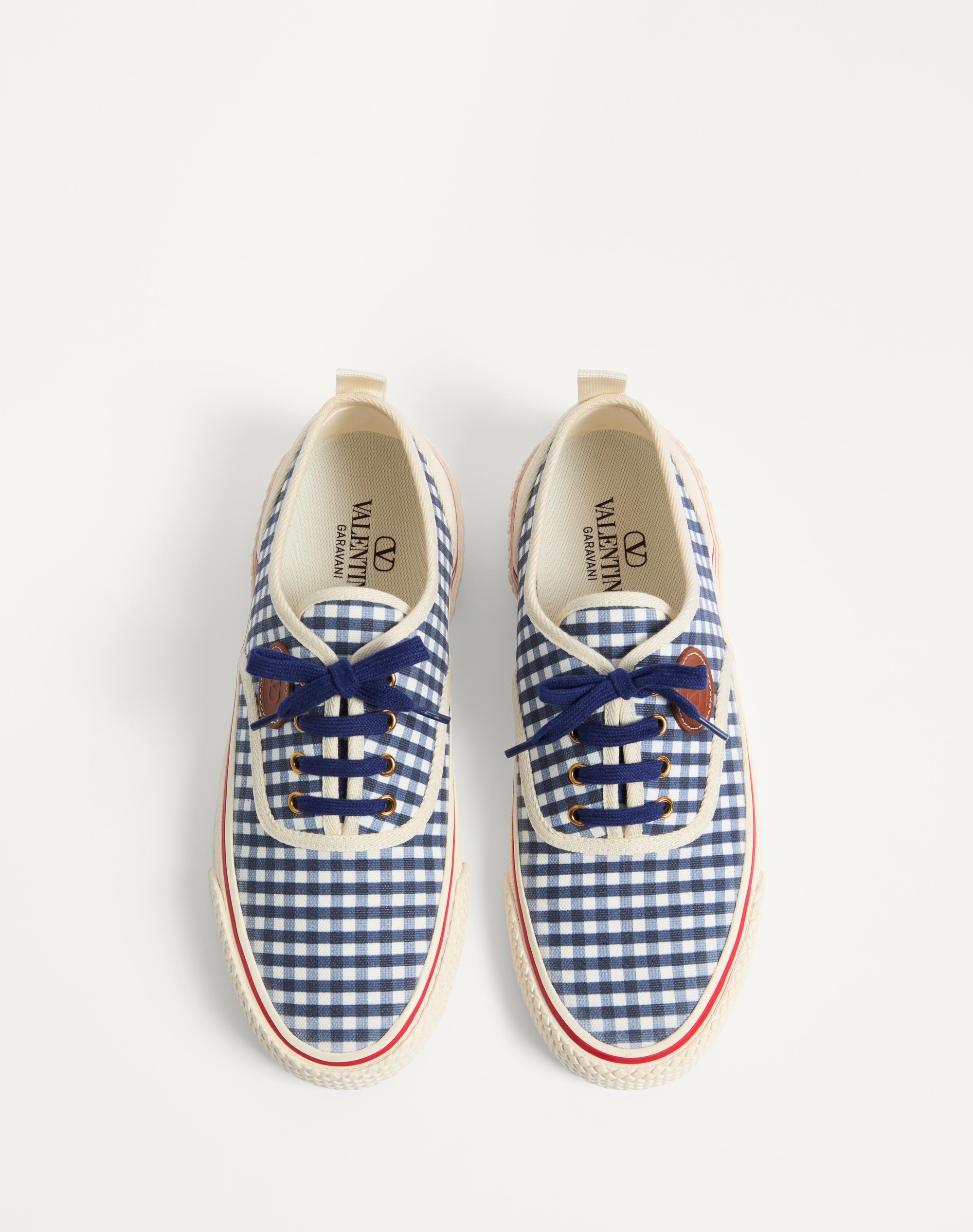 Valentino NOJOKE SNEAKER IN CANVAS FABRIC WITH VICHY PRINT