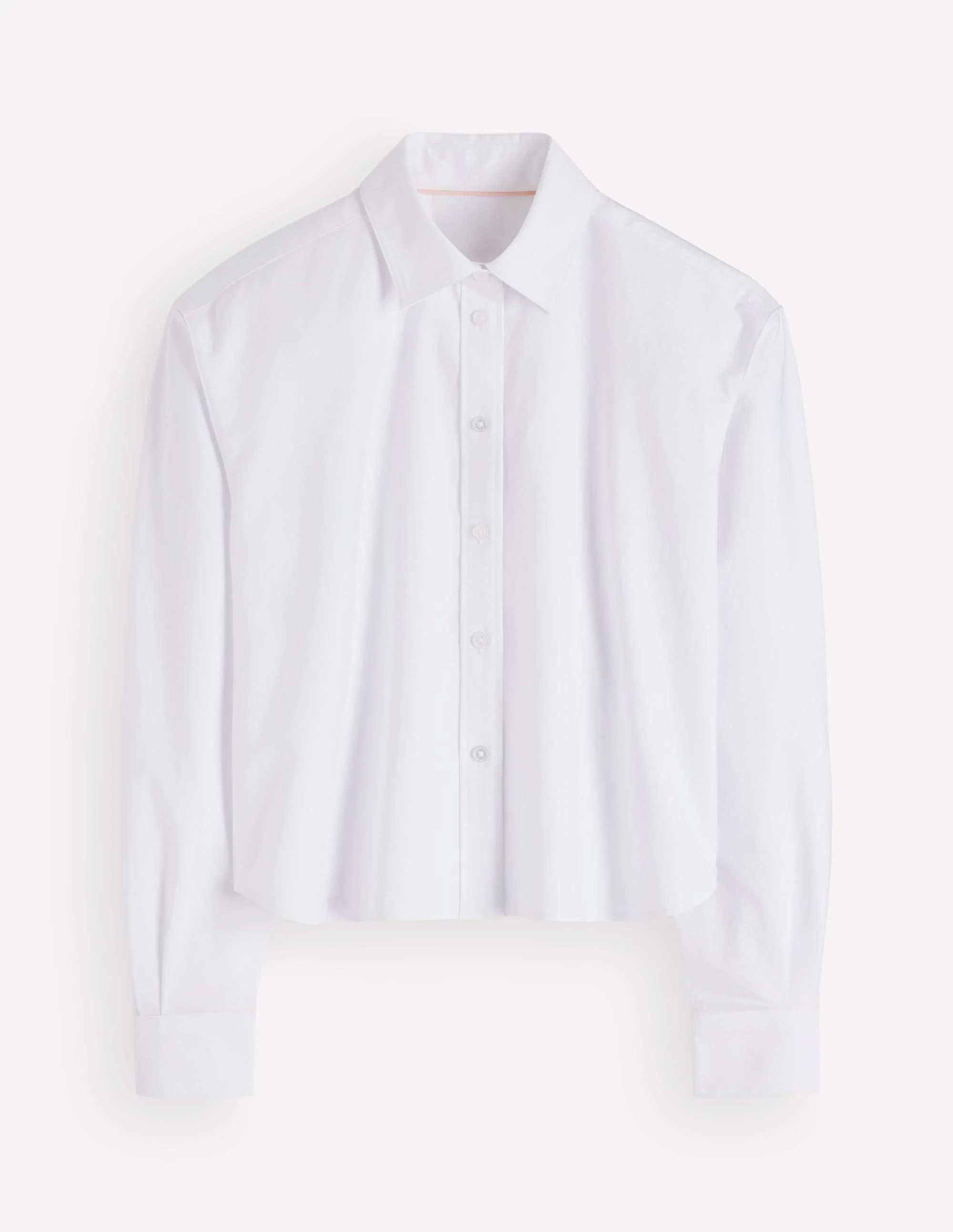 Sienna Cropped Cotton Shirt-White Oxford - 1