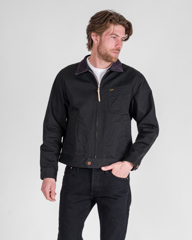 Iron Heart IHJ-144-BLK 12oz Kurashikizome® Twill Work Jacket - Black outlook