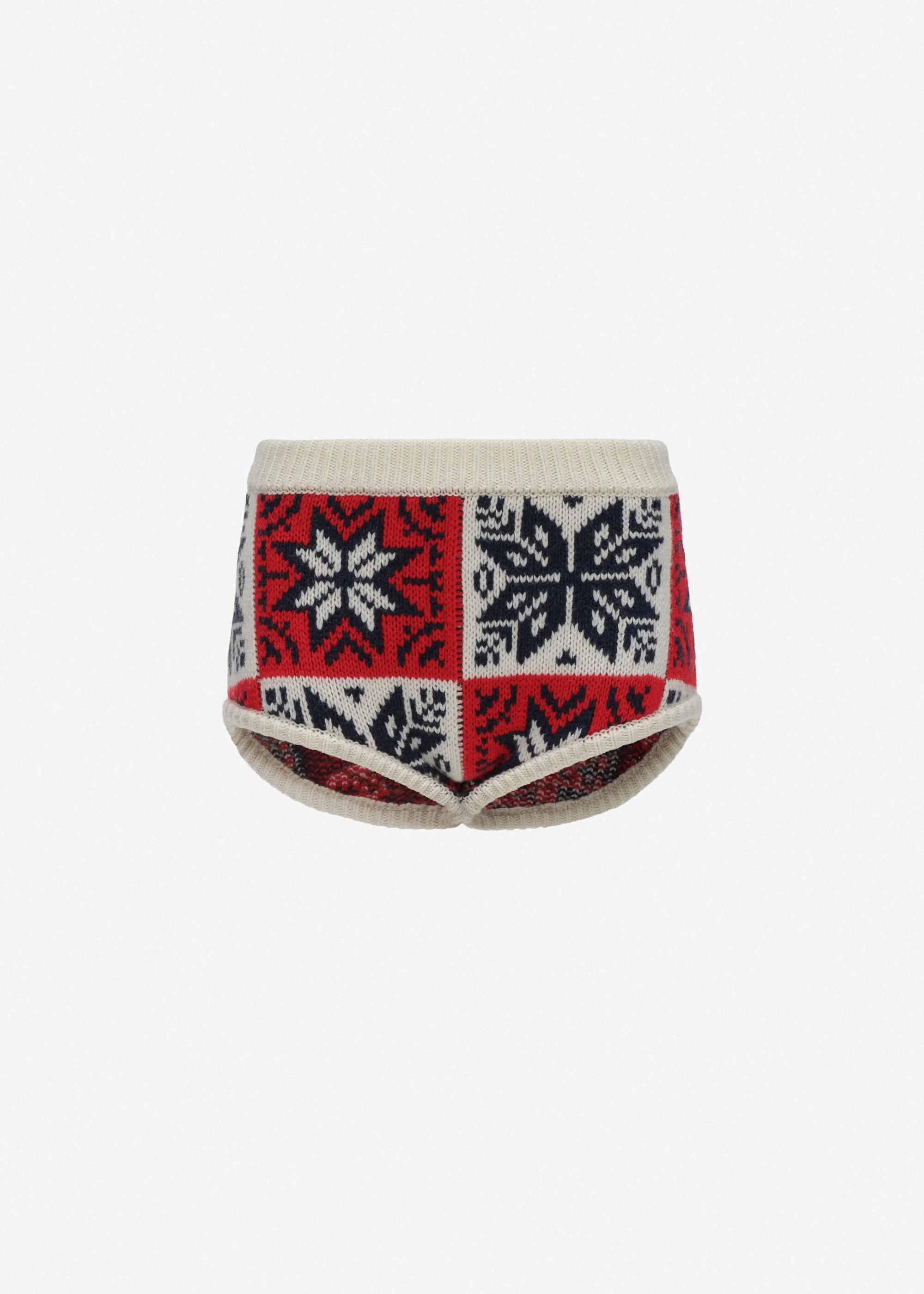 Geometric knit shorts in red - 1