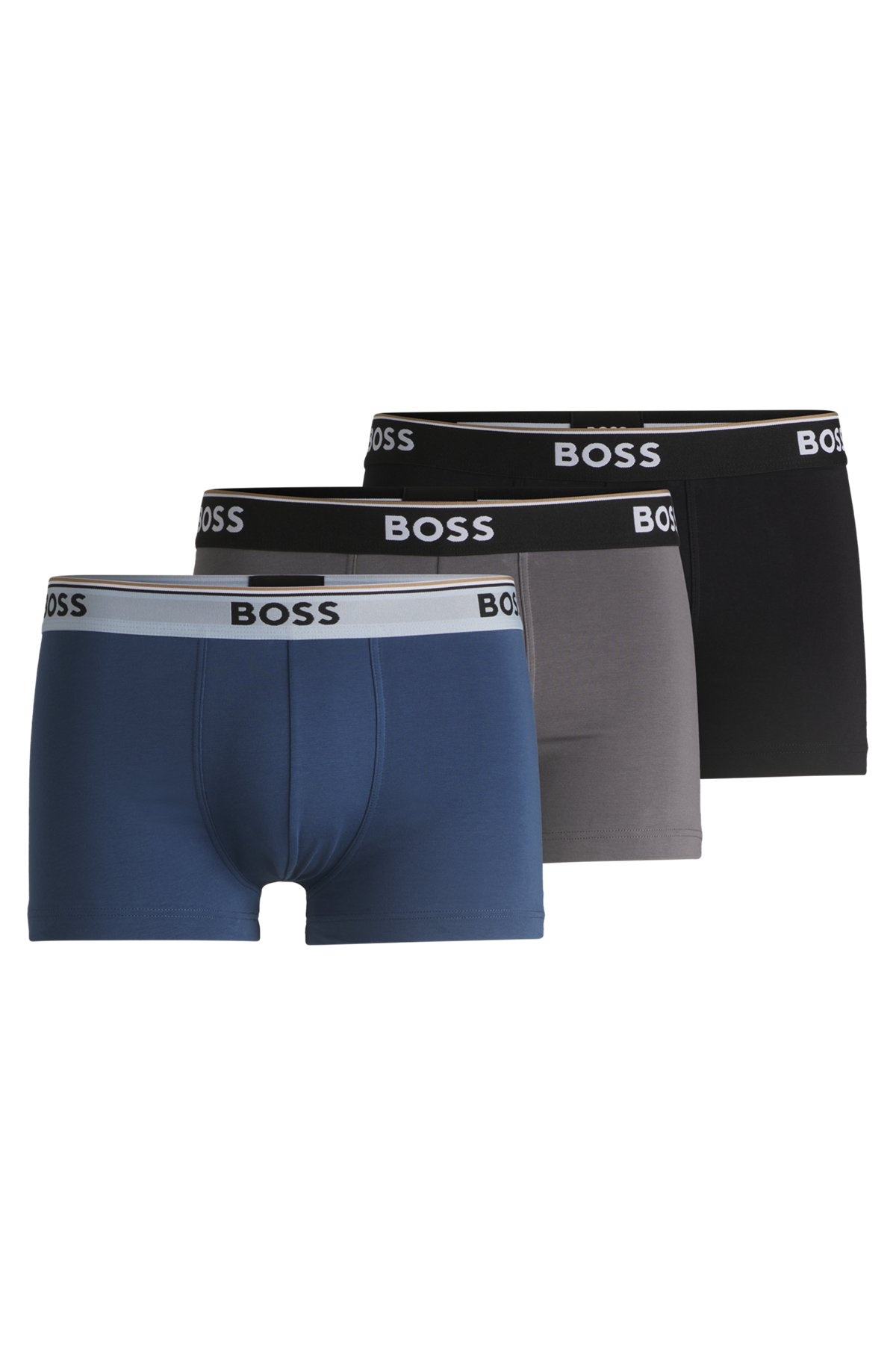 THREE-PACK OF STRETCH-COTTON TRUNKS WITH LOGO WAISTBANDS - 1