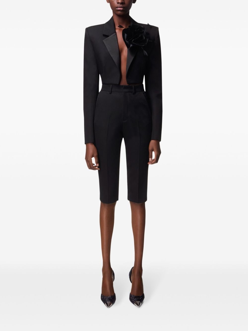 Flower Corsage cropped blazer - 2