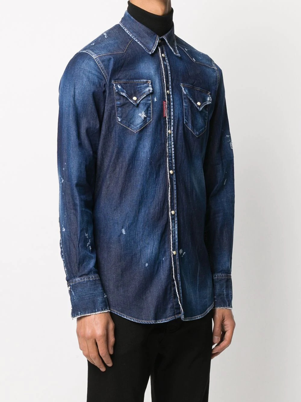 distressed details denim shirt - 3