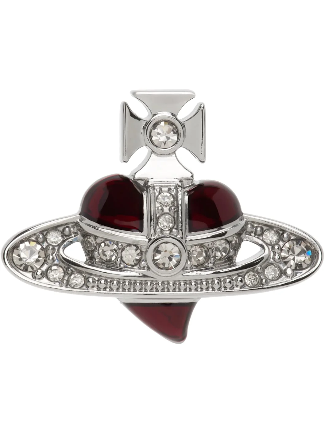 Man Diamante Heart Stud Single Earring - 1