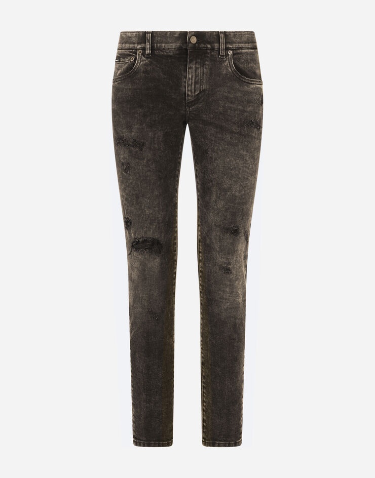 Gray wash skinny stretch jeans - 3